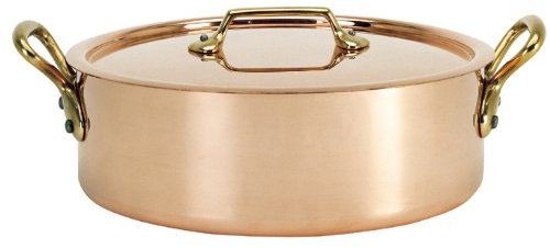 DE BUYER - 6446.28 - Sautoir extra-fort avec couvercle, anses bronze - modèle professionnel - Diamètre 28
