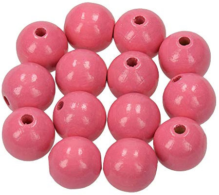 Efco 1401232 Lot de 18 Perles en Bois 14 mm Rose Clair
