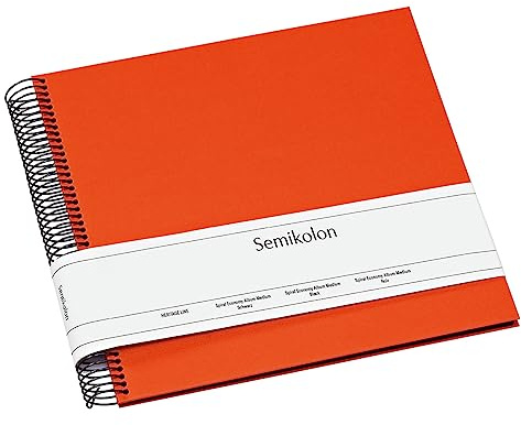 Semikolon 352924 Spiral Album Economy Medium - 23x22,3 cm - Fotoalbum, 40 Seiten schwarz, Fotobuch, orange orange