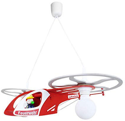 Elobra Pendelleuchte Feuerwehr Helikopter, 2 flammig ELO-128145 Rot und Weiss