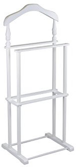 Proman Products Twin Valet Stand in White Wood and Coated Metal Legs