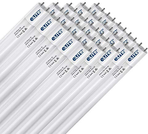 eLITe LED Röhre T8, 90cm, sehr hell, 1600lm, 12W, 865, 6500 Kelvin, Tageslichtweiß, 330 Grad, homogenes Licht, Glas, langlebig 50.000h, 5 Jahre Garantie, 26mm Durchmesser, inkl. Starter, 25 Stück