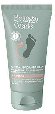 Bottega Verde - Crema Levigante Piedi, 75 ml, con Acido Salicilico, Olio Essenziale di Menta e Timo, Ammorbidisce Calli e Duroni, Per Pelle Ruvida e Ispessita