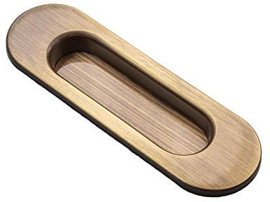 Gedotec Poignee de Porte Coulissante Ovale Encastrée | FI10005 | 125 x 40 mm | 1 Pièce - Poignée à tirer Vintage avec vis | Bronze Bruni | Garniture de porte pour portes intérieures | WC - Toilettes