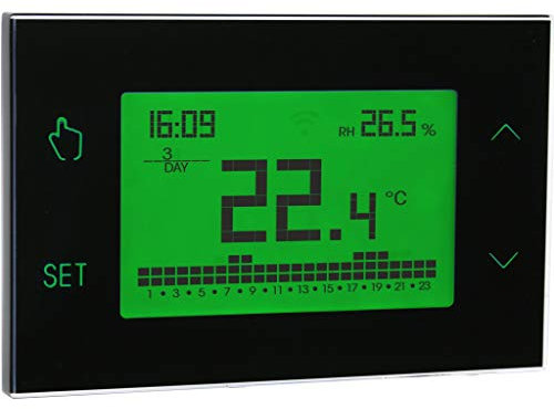 VEMER VE771700 TUO - Cronotermostato Digitale Touch Screen da Parete, Programmazione Settimanale, Alimentazione 230V, Nero