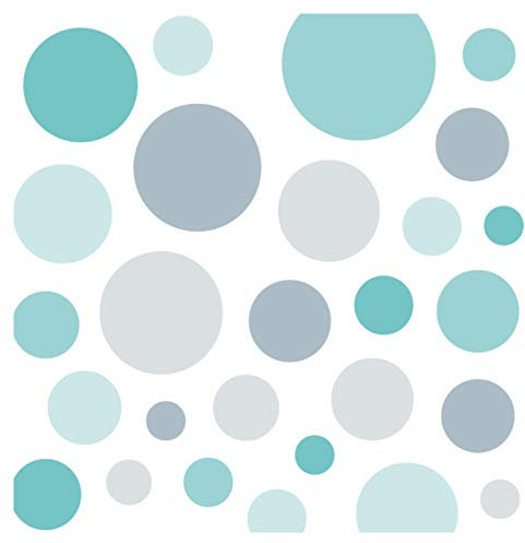 Little Deco Wandsticker 86 Punkte Kinderzimmer Junge Mädchen Kreise | türkis grau | viele Farben Wandtattoo Klebepunkte Wandaufkleber Dots bunt DL390