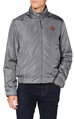 Automobili Lamborghini Spolverino Lamborghini con Cappuccio Giacca a Vento, Grigio TELESTO, 50 Uomo