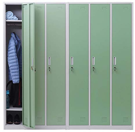 Schließfach Boston T829, Spind Wertfachschrank Schließfachschrank, Metall 6 Fächer - grün