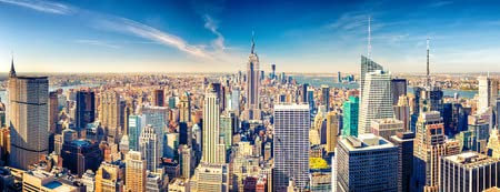 Holz-Bild 80 x 30 cm: New York City Manhattan aerial view(64819820)