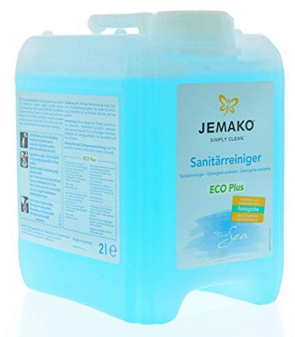 Jemako Sanitärreiniger (Blue Sea) ECO Plus 2l Kanister | für strahlende Sauberkeit im kompletten Sanitärbereich | inkl. Sinland Microfasertuch