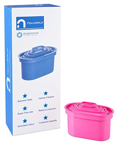 LIVEWATER NOUVEAUX Water Filter Cartridges (4 X 90 Days) .Removes Strong Taste of Chlorine and limescale. Nouveaux jugs only. (Cerise)