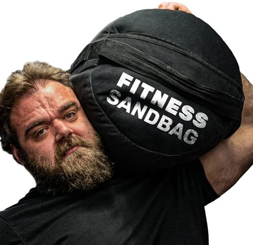 Sandsäcke für Training [Glocken aus Stahl] Workout Sandsack, kommerzielle und Heim-Fitnessstudio-Sandsäcke für Krafttraining, Strongman-Training mit Griffen für Fitness, Kreuz, Krafttraining – 90 kg