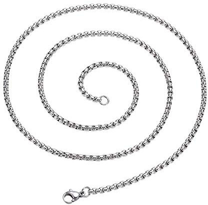 Herren Halskette Anhänger Schmuck 3 * 600Mm Edelstahl Quadrat Perlenkette Halskette DIY Schmuckschatulle Kette Für Handgefertigte Männer Frauen Link Ketten Zubehör-Single_Chain_60Cm