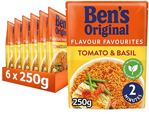 Ben's Original Tomato and Basil Microwave Rice, Bulk Multipack 6 x 250 g pouches
