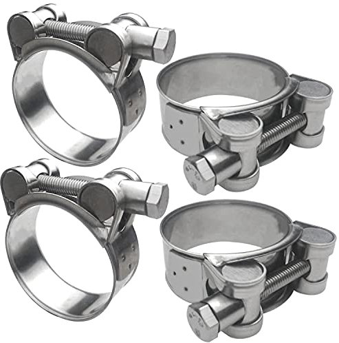 GZcaiyun 4 STK Rohrschelle Edelstahl 304, Auspuffschelle 44-47mm Silber Glatte Außenfläche, für Auf Bau, Lkw, Marine und Motorradauspuff