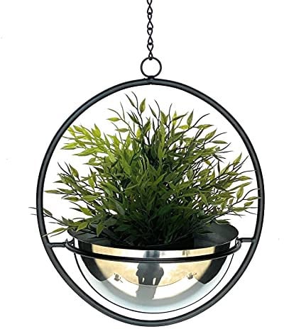 DanDiBo Blumenampel Metall Wand Hängepflanzen 96087 mit Topf Silber Pflanzenhänger Blumenhänger Topfhänger Blumen Blumentopfhänger Hängetopf (Höhe 53 cm)