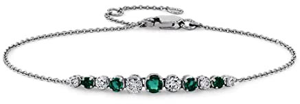 JewelryGift Schmuckgifte erstellt Smaragd Edelstein 925 Sterling Silber Kurve Tennis Armband Kabelkette Lobster Klaue Birthstone Schmuck für Frauen und Mädchen Größe-7,5
