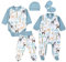 TupTam Baby Kleidung Set Jungen Langarm Bekleidung Neugeborene Füßlingen Hose Body Strampler Mütze 5 tlg, Farbe: Safari Grün, Größe: 50