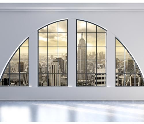 decomonkey Fototapete New York Stadt City 450x315 cm XL Tapete Fototapeten Vlies Tapeten Vliestapete Wandtapete moderne Wandbild Wand Schlafzimmer Wohnzimmer Architektur Fensterblick