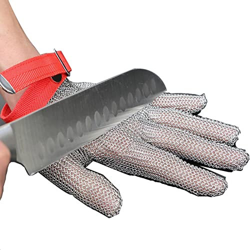 Schnittfeste Handschuhe Edelstahl Ringhandschuhe, Anti-Säge Schlachtmaschinen Anti-Schneid-Stahldraht-Arbeitsschutzhandschuhe (Size : XS/A Pack of one)