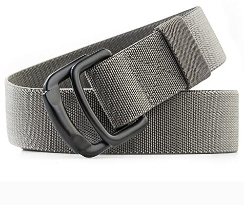 TENINE Unisex Leinwand Gürtel, Elastischer Stoffgürtel Stretchgürtel Militär Gurtband Nylon Gürtel für Damen Herren Taktischer Gürtel Metallschnalle mit Doppel D-Ringe Schnalle