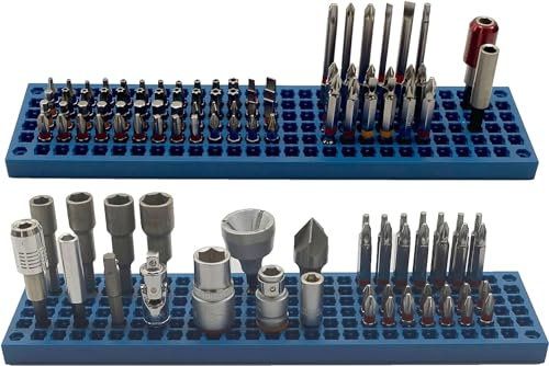 Free Zone Bit Organizer Set (2 PCS, Blue) – 158-Hole 1/4 Inch Hex Bit & Drive Bit Storage – Screwdriver Bit Holder (Tools Not Included)