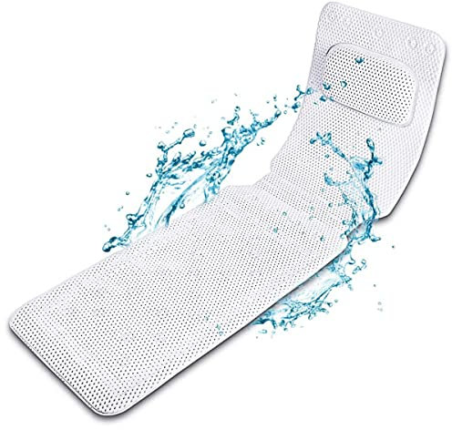 Full Body Bath Cushion Head and Neck Rest Bath Pillow Breathable Bathtub Support Pillows with Non-Slip Suction Full Body Spa Bath Mattress Cushion