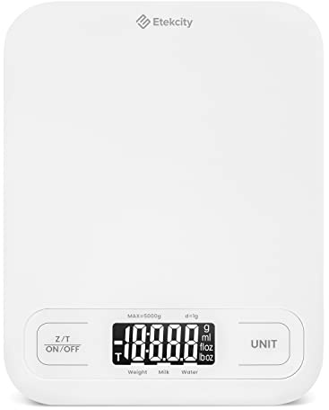 Etekcity Báscula de cocina para alimentos, gramos y onzas digitales para bajar de peso, hornear, cocinar, Keto y preparación de comidas, grande, blanco