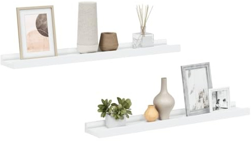 vidaXL Picture Frame Ledge Shelves 2 pcs White 60x9x3 cm MDF