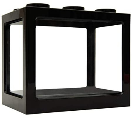 Mini Fish Tank Decorative Stackable Acrylic Small Fish Tank for Office Tea Table Decor Fish Bowls Black.