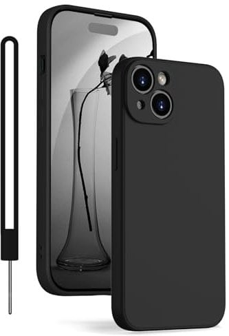 KPPIT for iPhone 13 Case Protective Case Silicone,Ultra Slim Soft Gel Anti-Scratch,Microfiber Lining,Rubber Shockproof Case Cover for iPhone 13 Black,6.1 inch