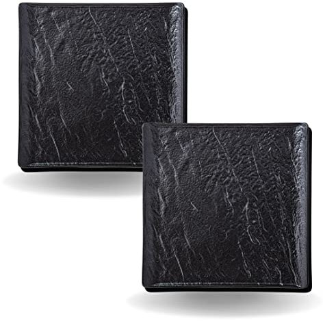 Wilmax - Assiettes carrées - 2 pièces - Aspect pierre - Ne ternissent pas - Adaptées au four - Lavables au lave-vaisselle - Adaptées au contact alimentaire - 27 x 27 cm