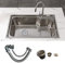 MEJE 75 x 45 x 22,5 cm de acero inoxidable fregadero cocina con agujero para grifo