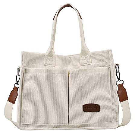 XIAYUPAGU Cord Schulter Handtasche für Frauen Quadratische Tragetasche Große Kapazität Crossbody Tasche Casual Einkaufstasche, Beige