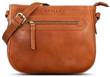 ROYALZ 'Cheyenne' Moderne kleine Umhängetasche Damen Leder Damenhandtaschen Echt-Leder Vintage Schultertasche klein, Farbe:Texas Braun
