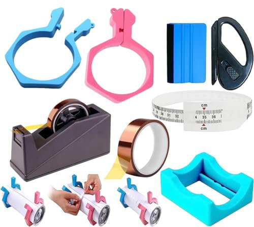 Sublimation Tumblers Pinch Kits,Pinch Perfect Tumbler Clamp for 20 Oz Sublimation Blanks Tumblers Pinch Perfect Clamp Grip Tool, Heat Transfer Tape Dispenser,Desktop Heat Tape Dispenser(Blue, Pink)