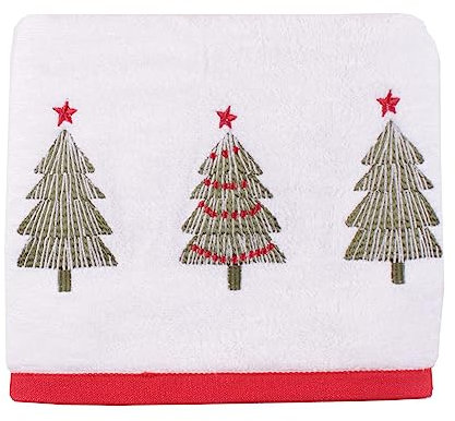 Fusion Weihnachtsbaum-Handtücher, 2 Stück (50 x 90 cm), Weich und Flauschig, 100% Baumwolle, Stickerei, Weihnachtsbad-Handtücher
