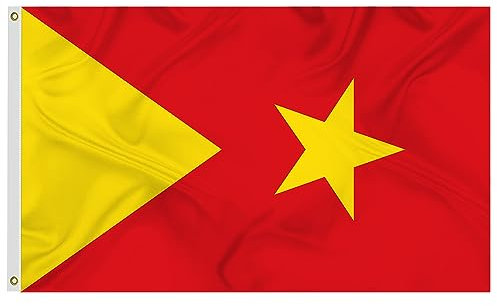 Tigray-Regionsflagge, 90 x 150 cm, aus glänzendem Stoff, Seide, lebendige Farben und lichtbeständig, doppelt genäht, rote und gelbe Flagge mit Sternflaggen, Dekoration, Geschenk, Hof, Haus, Banner