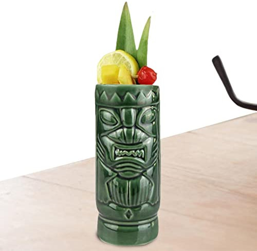 higyee Tiki-Becher-Set - Trinkgläser Keramik Hawaiian Luau Partybecher Trinkgefäße - Exotische Zombie-Cocktailgläser, Tumbler Mai Tai Glas, Tiki Bar Professionelle Hawaiian Barware