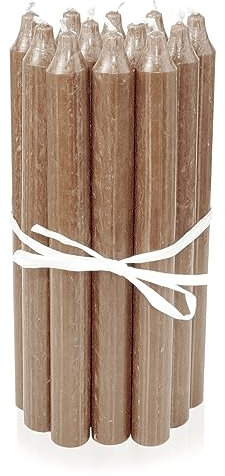 LUMELY dänische Premium Stabkerzen Sand, 12er Pack, Höhe 18cm, Ø 2,2cm, Brenndauer ca. 8 Stunden, zylindrische Leuchterkerzen, Deko Kerzen Set, Kerzen Skandinavisch