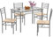 COSTWAY Ensemble Table et 4 Chaises, Table à Manger avec 4 Chaises, Cadre en Métal, Table Cuisine en Verre pour Salle à Manger, Cuisine, Restaurant, Salon