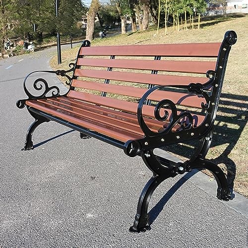 LOBOS Outdoor-Bank, PVC-Sitz + Beine Aus Aluminiumguss, Gartenbank, Parkbank Mit Bequemer Rückenlehne
