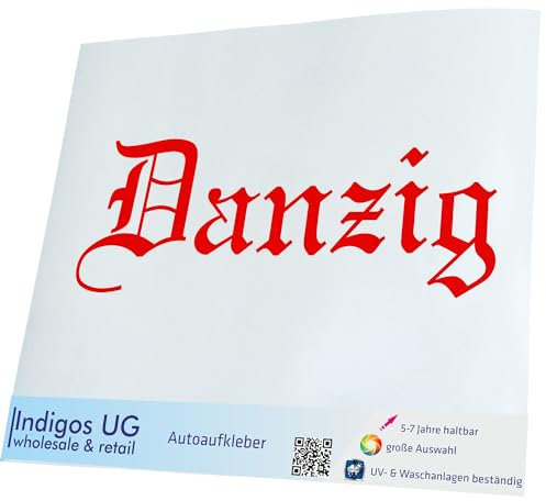 INDIGOS UG Auto Aufkleber Auto - 400x140 mm - Stadt Danzig - Gold - Selbstklebender Sticker für Auto, Fenster, Bus oder LKW - UV-beständig & wetterfest