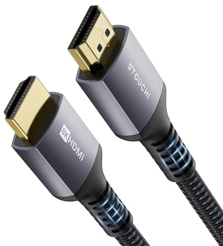 Stouchi Cable HDMI 2,5m, 10K 8K 4KUltra HD 48Gbps Alta Velocidad 8K60 4K120 144Hz RTX 3080 eARC HDR10 4:4:4 HDCP 2.2&2.3 Dolby HDMI 2.1 Compatible con Fire TV/Roku TV / PS5 / Xbox Series