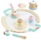 Fisher-Price Coffret de jeu Service à Thé en Bois avec théière, tasses et soucoupes, 12 pièces en bois pour les enfants à partir de 3 ans, HXT82