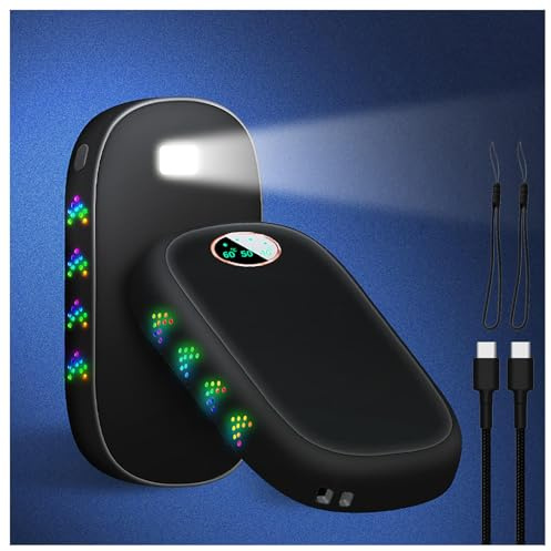 ARTSIM Chauffe Mains Rechargeable 2 pcs 10000 mAh, Chauffage Rechargeable USB 3 Modes De Chauffage avec Lampe Respiratoire/Lampe De Poche Cadeaux pour Le Ski,Camping Et Golf
