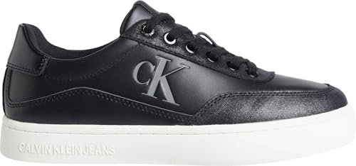 Calvin Klein Damen Cupsole Sneaker Classic aus Leder, Schwarz (Triple Black), 39