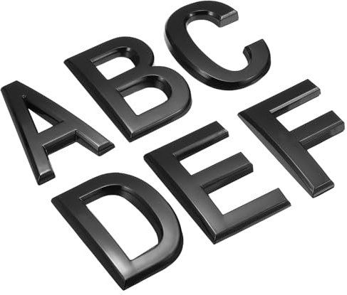 PATIKIL House Numbers 3D Mailbox Letter A-F for Outside, 12Pcs Door Address Numbers Letter Self Adhesive for House, Apartment Office, Hotel Room, Mailbox Sign, Black