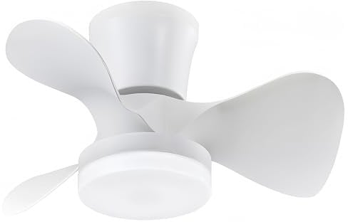 LEDUNI Ventilador de techo con luz LED 18W, motor DC 30W silencioso, ahorro energia y gran volumen de air, mando a distancia para cocina, dormitorio, comedor, patio Modos (Invierno/Verano) (Blanco)