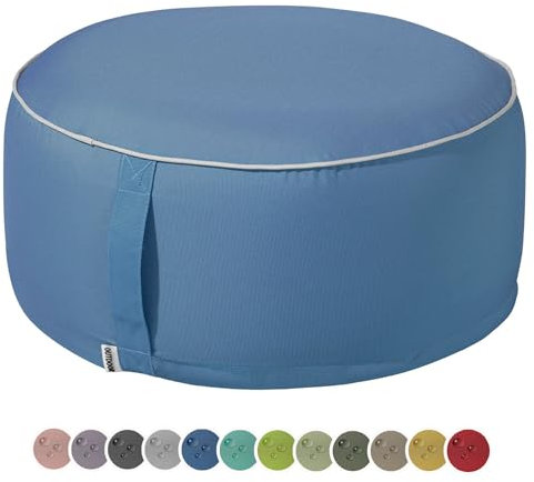 heimtexland Outdoor Pouf Sitzkissen wetterfest Garten Bodenkissen aufblasbar Fußhocker Yoga Lounge Hocker Tisch Party Deko Sitzsack 25x55 Typ551 Blau
